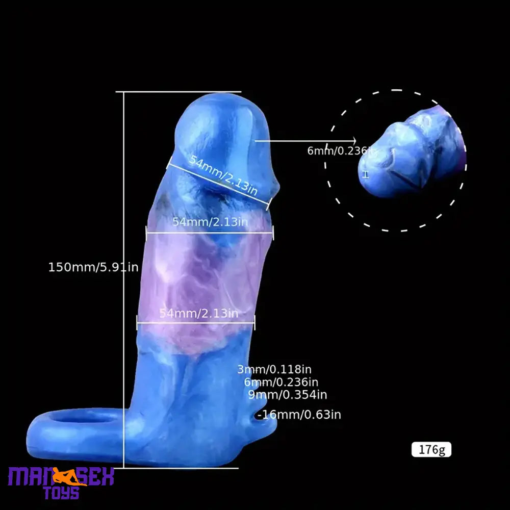 Multiple Lengths Fantasy Silicone Soft Penis Sleeve Cock Ring Dildo Sex Toy