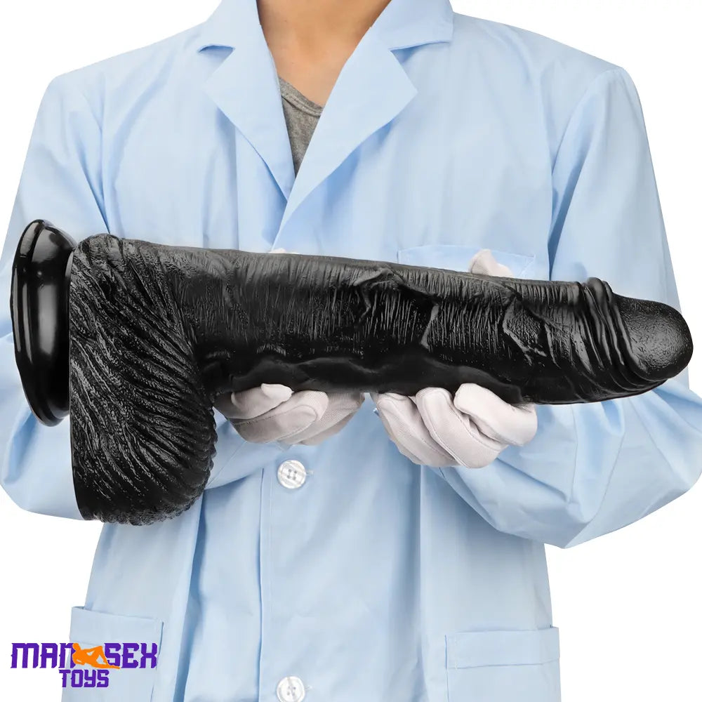 12.6in 14.17in Super Large Long Thick Black Real Anal Dildo For Adult Cock