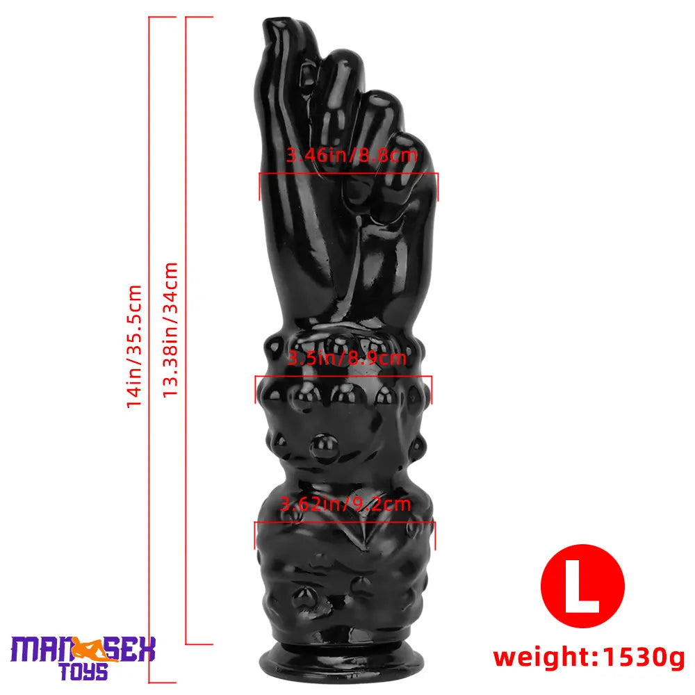 7.67in 11.41in 14in Large Thick Black Hands Fist Dildo For Anal Wide Sex