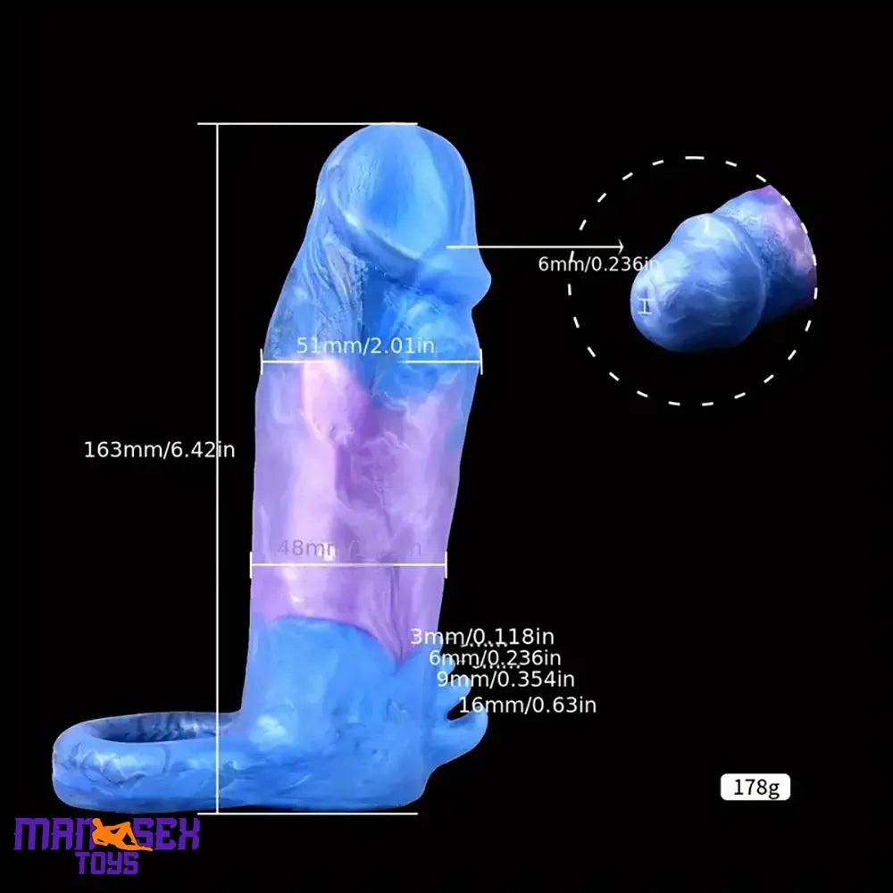 Multiple Lengths Fantasy Silicone Soft Penis Sleeve Cock Ring Dildo Sex Toy