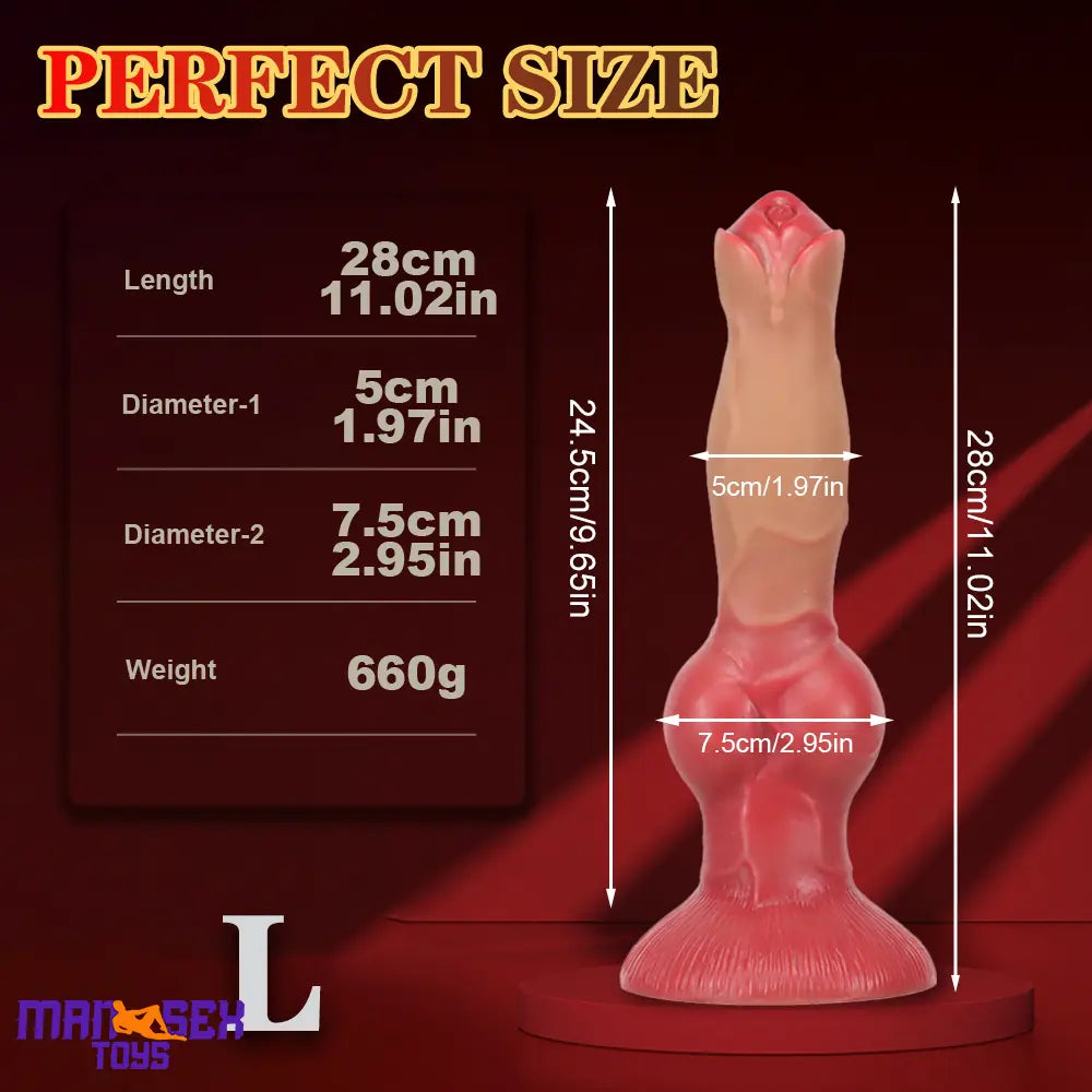 7.48in 9.45in 11.02in 12.99in Soft Animal Silicone Large Dog Knotted Dildo