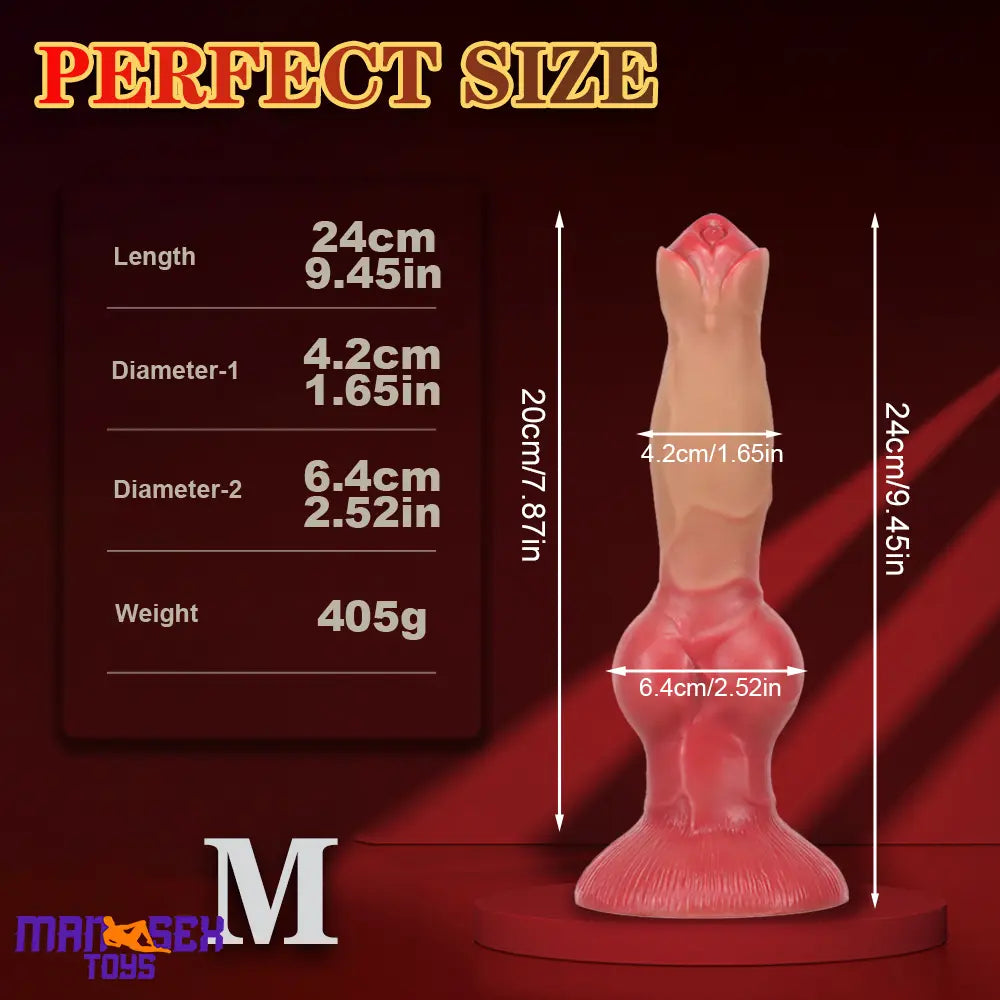 7.48in 9.45in 11.02in 12.99in Soft Animal Silicone Large Dog Knotted Dildo