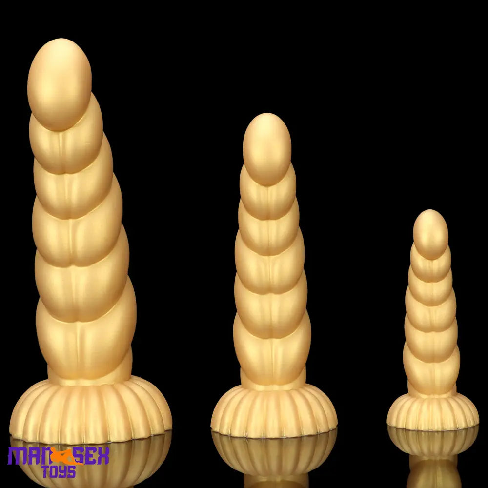 5.51in 7.87in 10.23in Gold Silicone Soft Fantasy Dildo For Anal Orgasm Cock