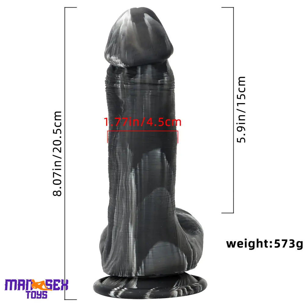 8.07in Top Quality Silicone Soft Mixed Color Dildo For Sex Toy Sensory
