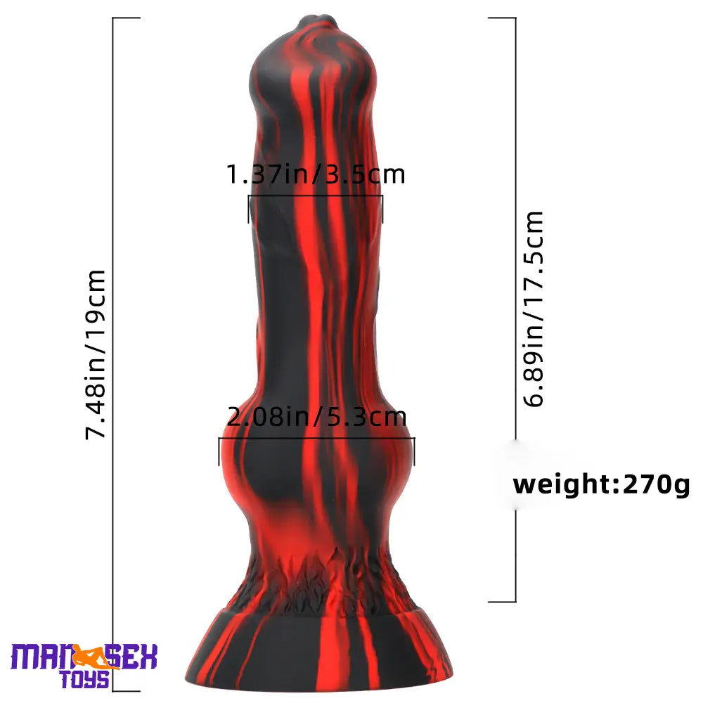 7.48in Silicone Soft Mixed Color Dog Cock Dildo For Sensory Sex Toy Orgasm