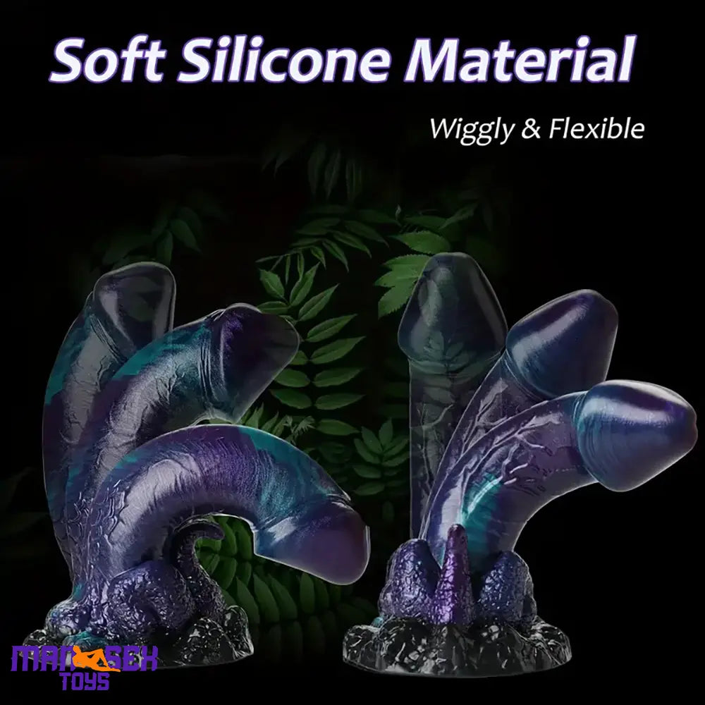 7.67in Dragon Fantasy Silicone Male Monster Dildo With Tentacle Suction Cup