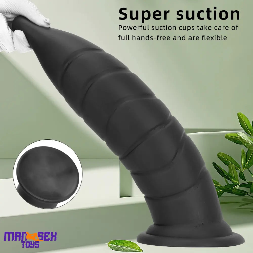 14.37in Fantasy Long Big Silicone Soft Black Dildo Butt Plug For Sex Cock