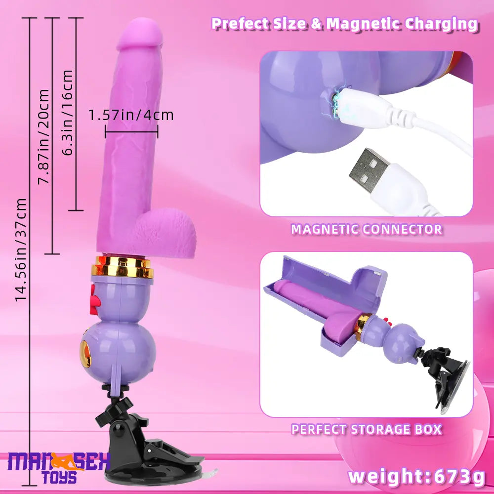 7.87in Cat Heating Thrusting Vibrating Automatic Dildo Gun Fucking Machine