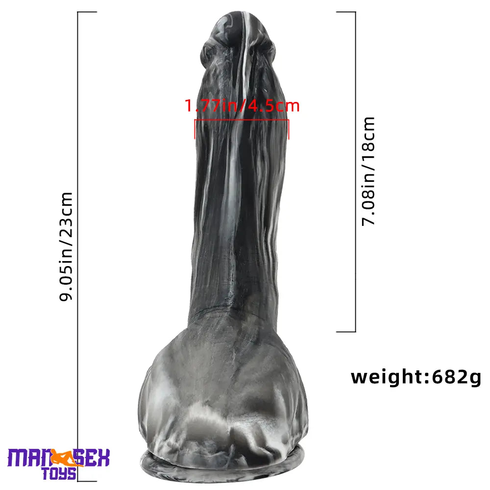 9.05in Premium Large Silicone Soft Mixed Color Dildo For Anus Sensory