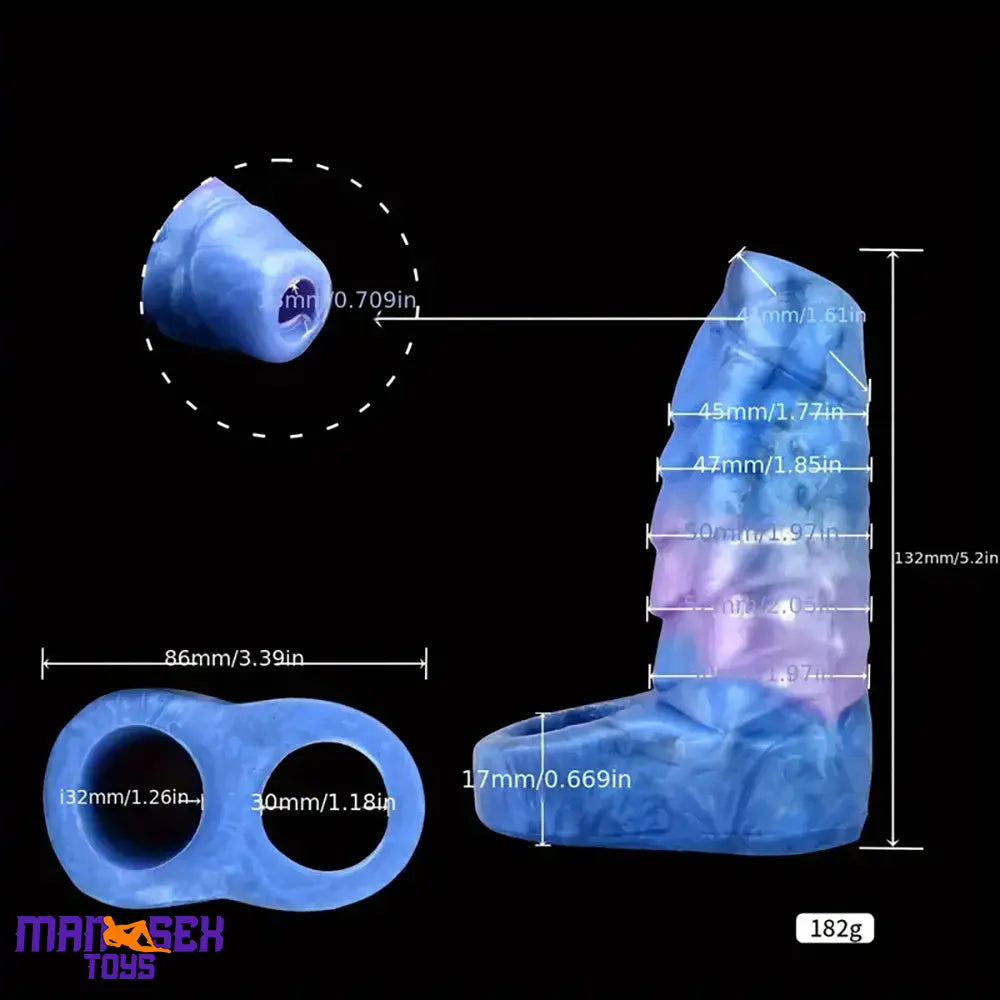 Multiple Lengths Fantasy Silicone Soft Penis Sleeve Cock Ring Dildo Sex Toy