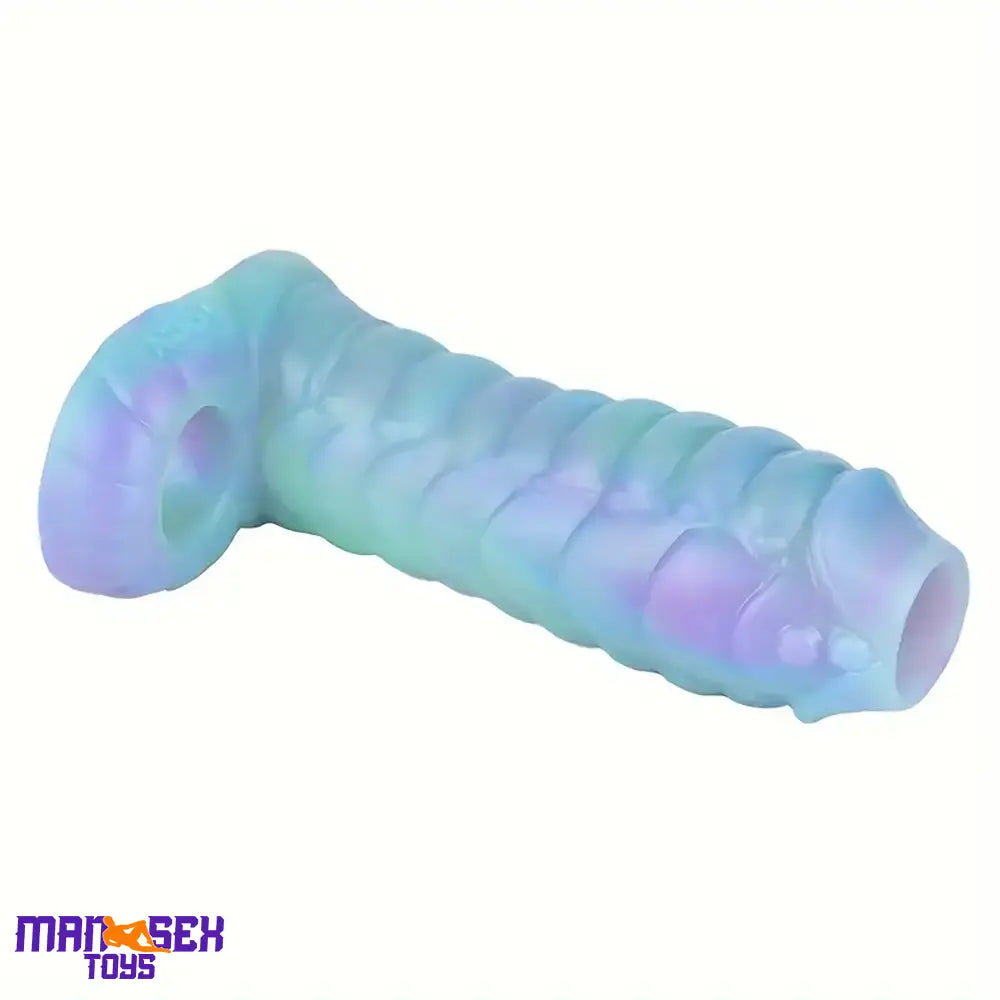5.9in Lifelike Silicone Soft Cock Ring Dildo Sleeve Snake Luminous Extender