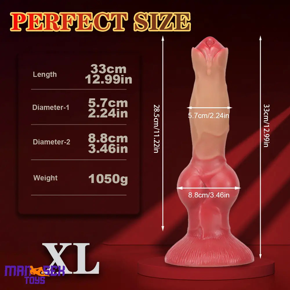 7.48in 9.45in 11.02in 12.99in Soft Animal Silicone Large Dog Knotted Dildo