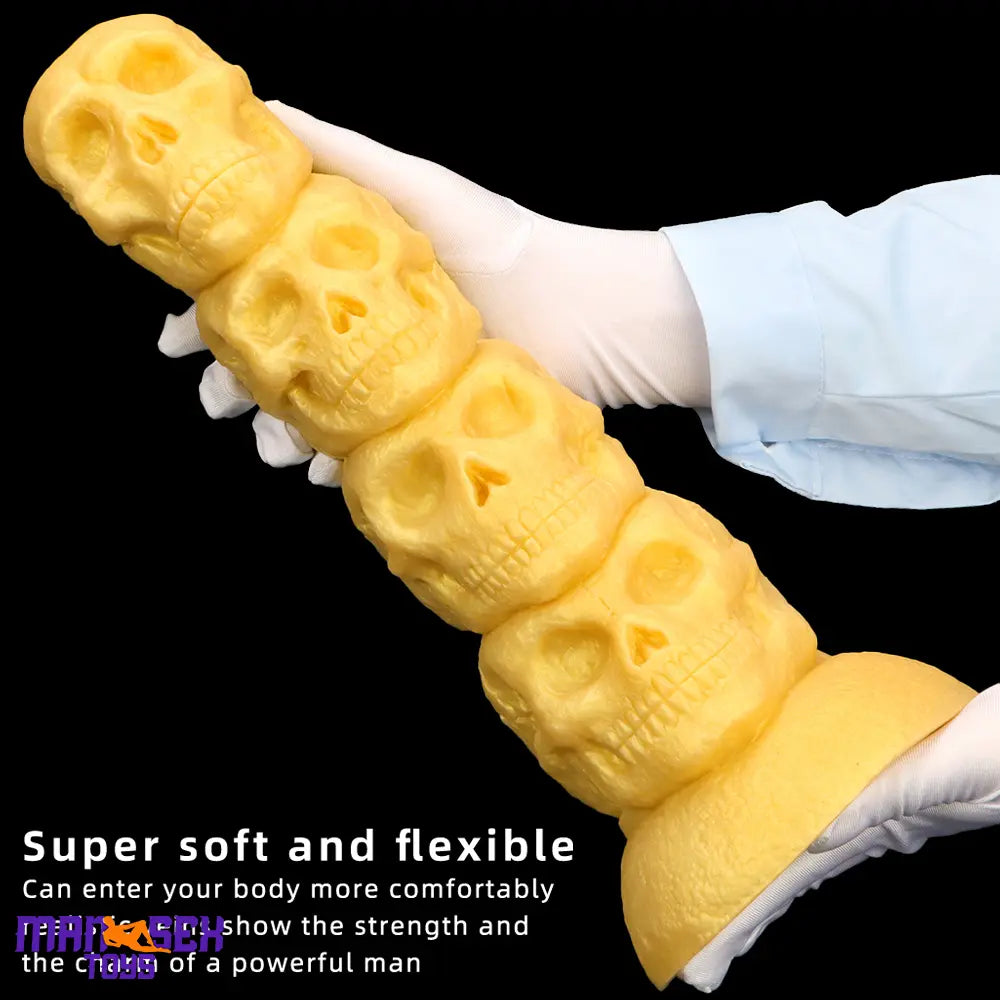 14.37in Premium Large Soft Long Fantasy Silicone Scary Skull Sensory Dildo