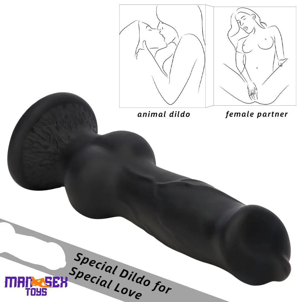7.28in 7.48in 9.64in 10.62in 13in Big Black Silicone Dog Cock Male Dildo