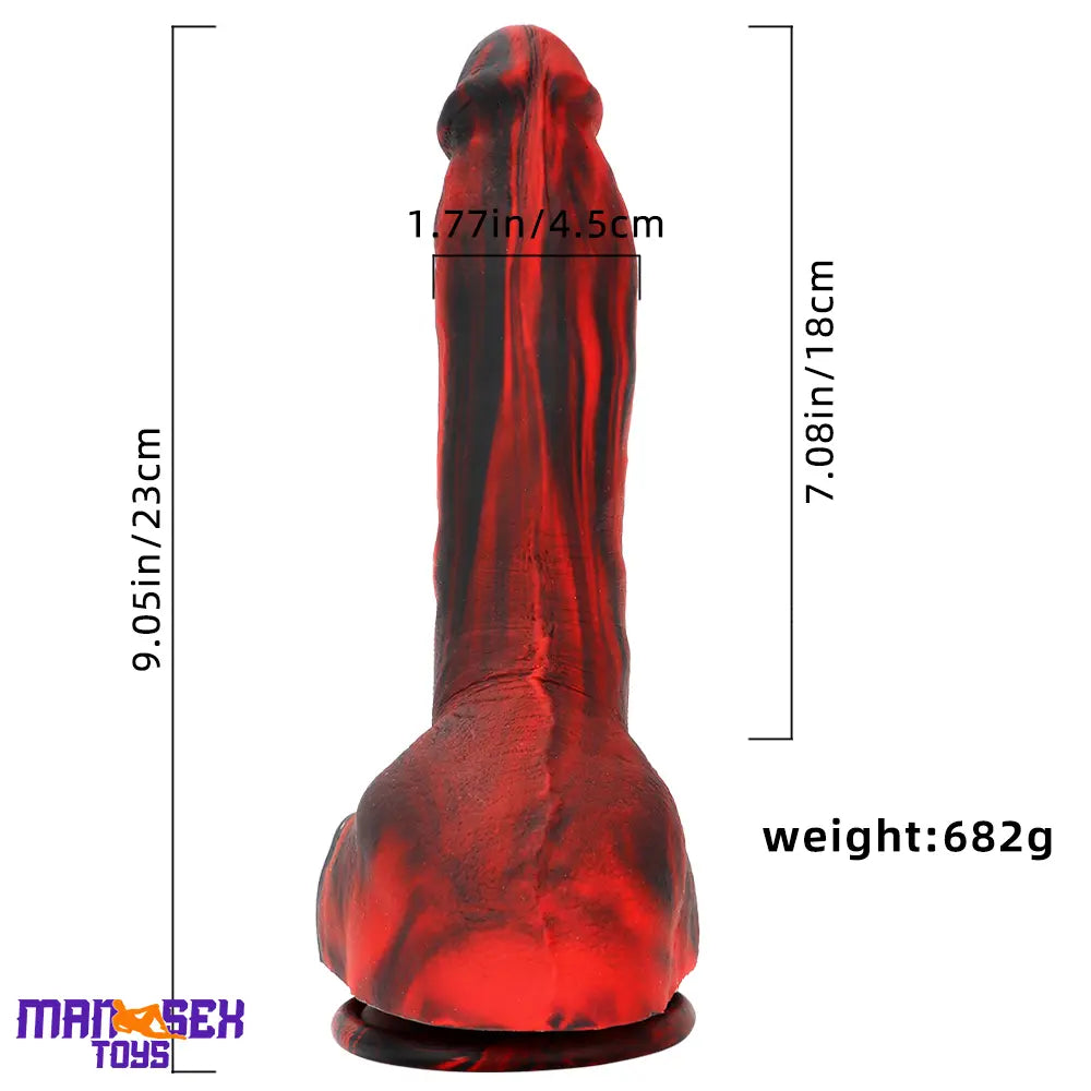 9.05in Premium Large Silicone Soft Mixed Color Dildo For Anus Sensory