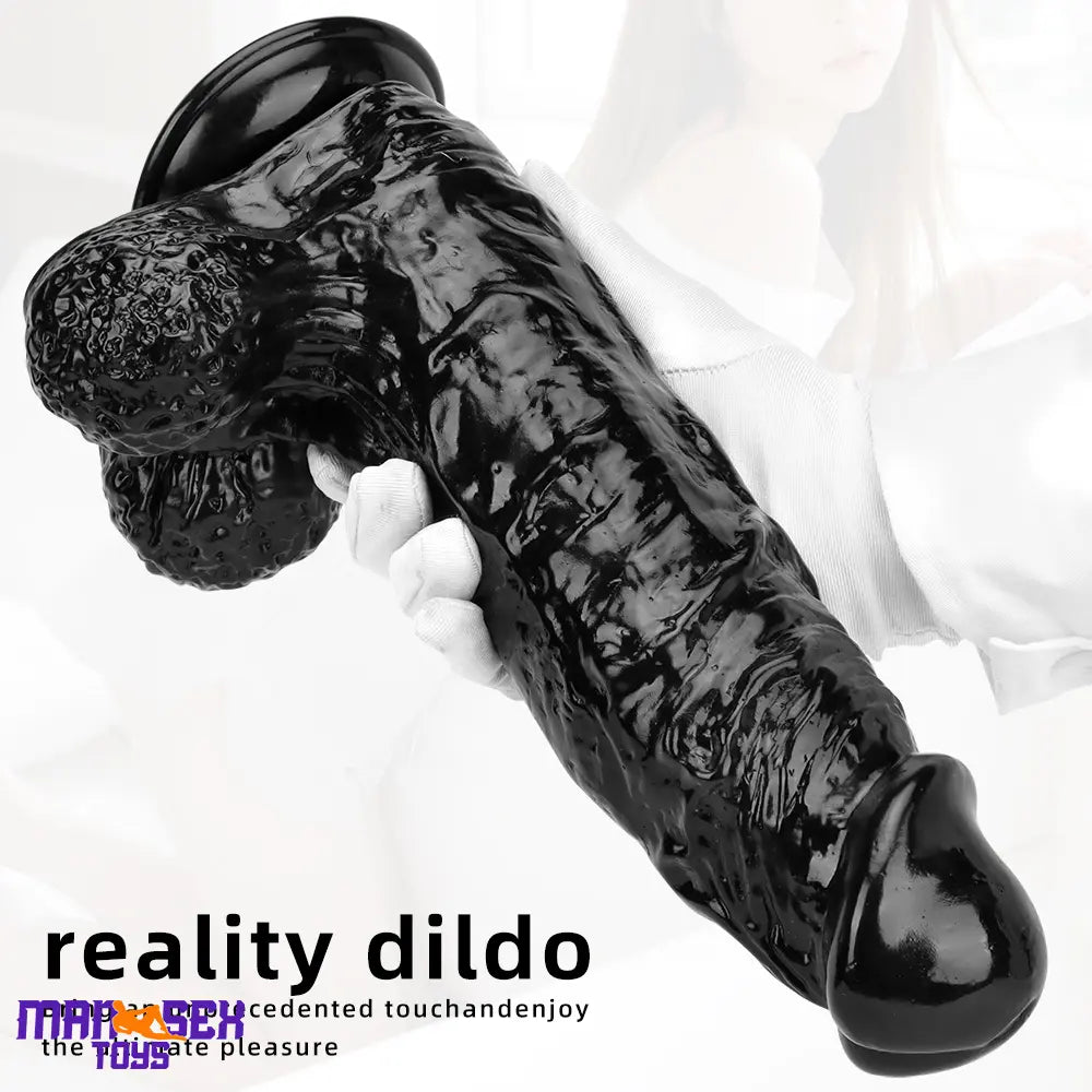 12.2in Super Big Thick Realistic Black Dildo BDSM Sex Toy Suction Cup Base
