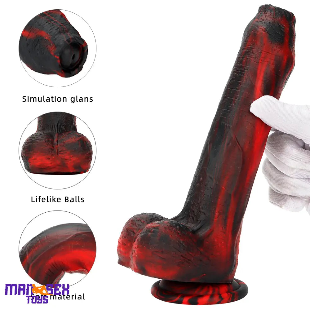 8.46in Large Uncut Silicone Soft Mixed Color Dildo For Women Sex Cock