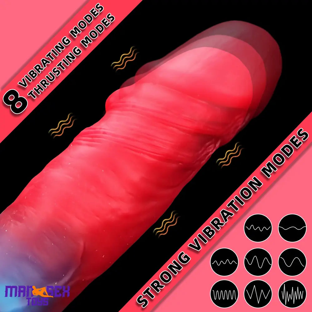 9.05in Big Smart Heating Thrusting Vibrating Remote Control Electric Dildo