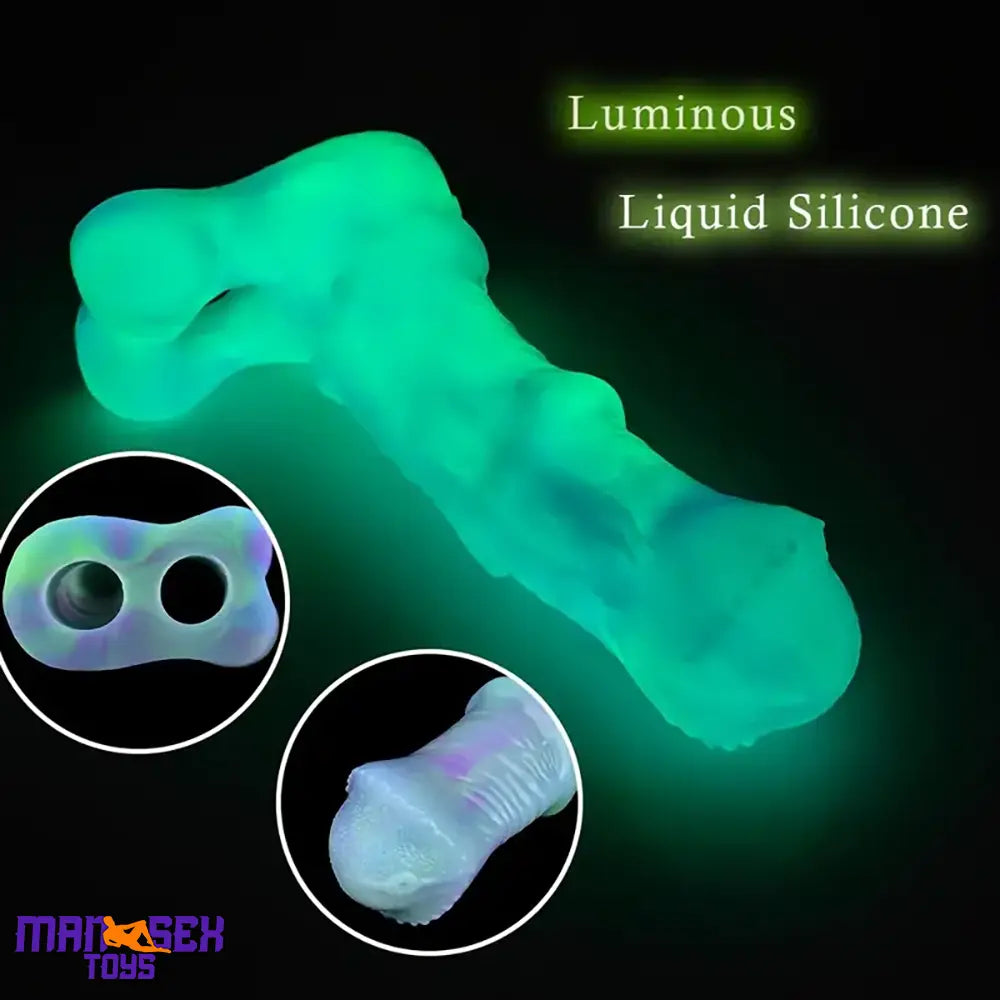 8.07in Silicone Soft Cock Ring Dildo Sleeve Horse Luminous Penis Extender