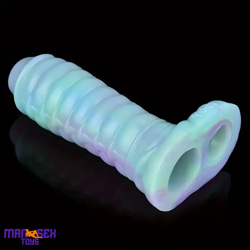 5.9in Lifelike Silicone Soft Cock Ring Dildo Sleeve Snake Luminous Extender