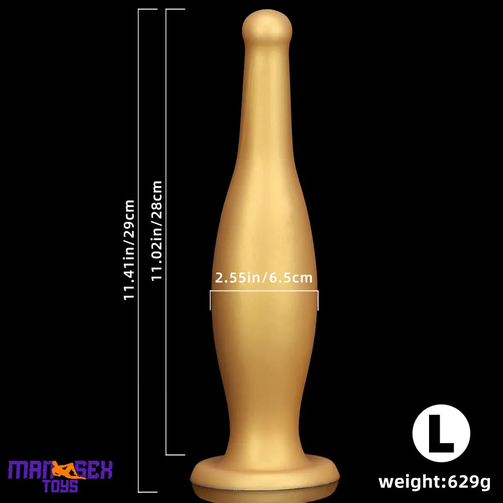 6.7in 11.41in Gold Beer Bottle Silicone Soft Big Anal Vaginal Butt Plug Dildo