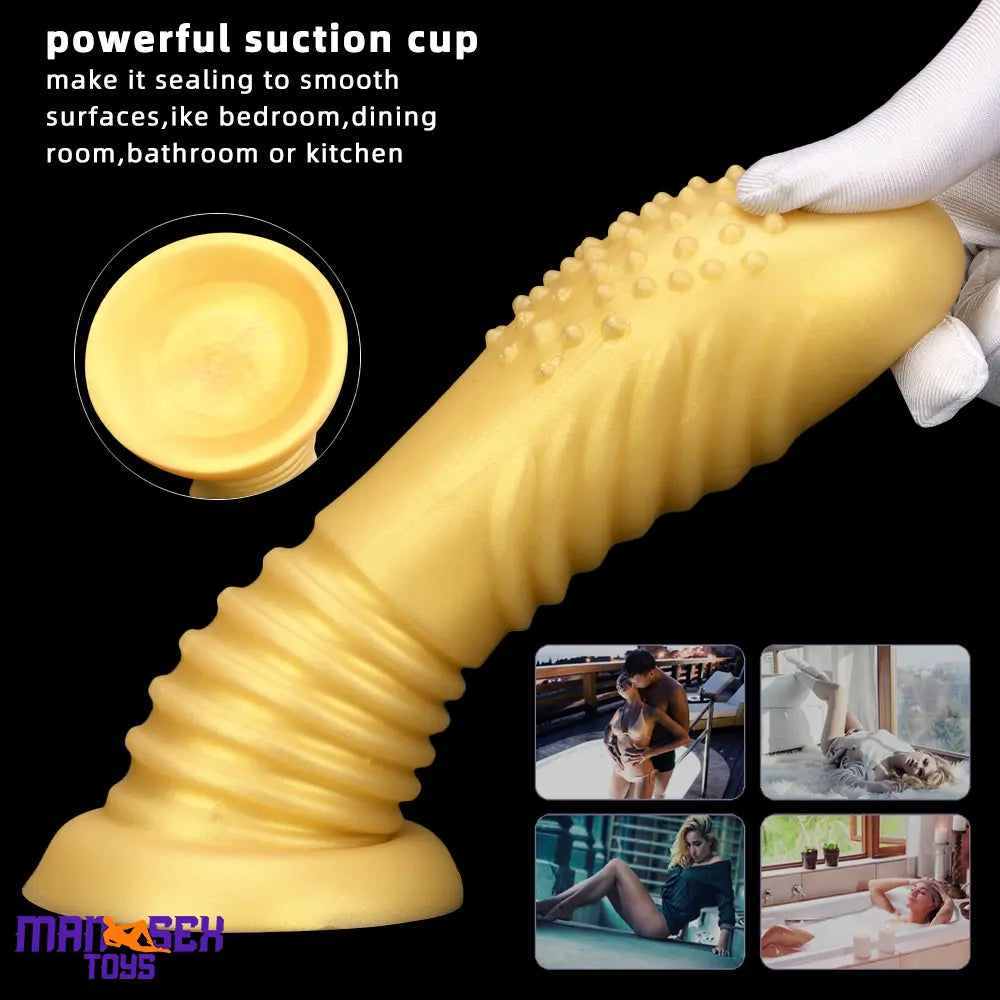 7.08in Premium Soft Liquid Silicone Thick Spiked Cock Fat Butt Plug Dildo