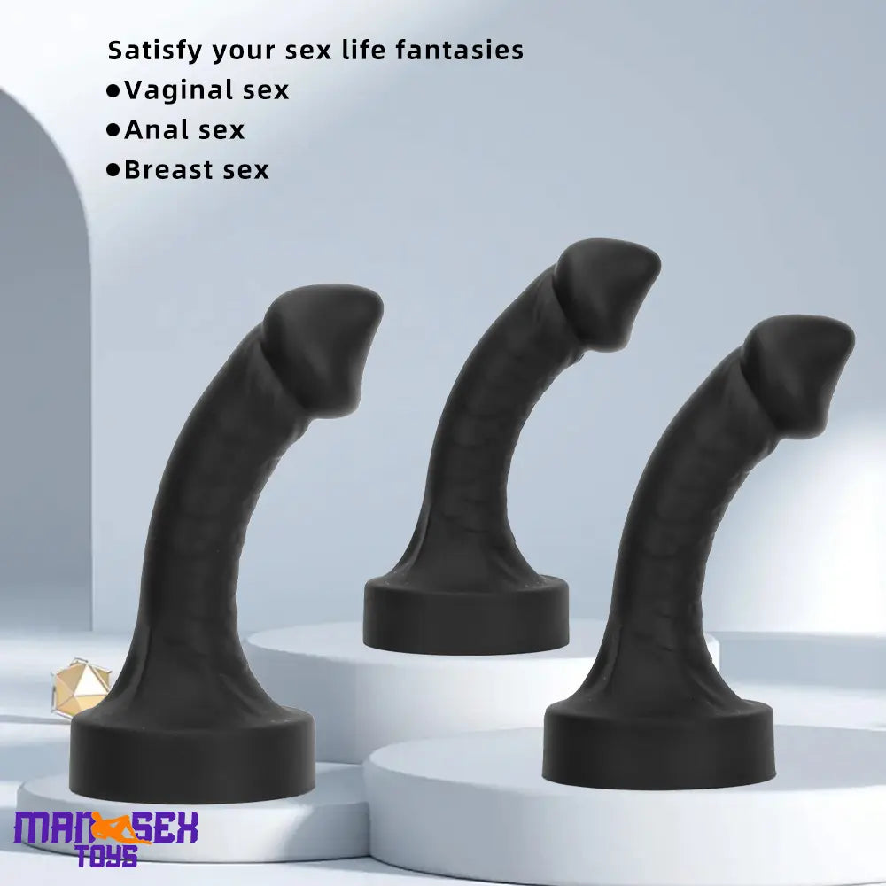 10.63in 12.6in 13.77in Silicone Big Soft Curved Black Dildo Mushroom Head