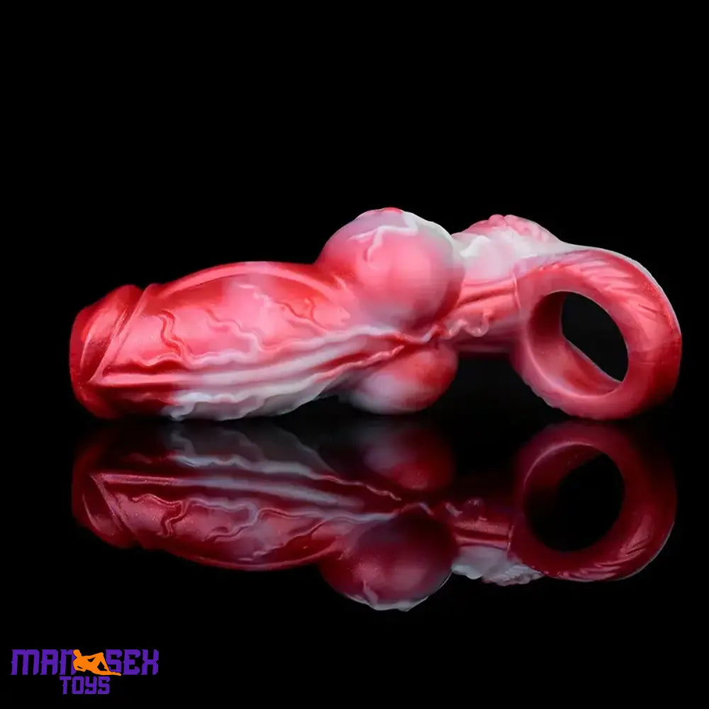4.92in 5.83in Silicone Soft Cock Ring Dildo Sleeve Dog Animal Knotted Extender