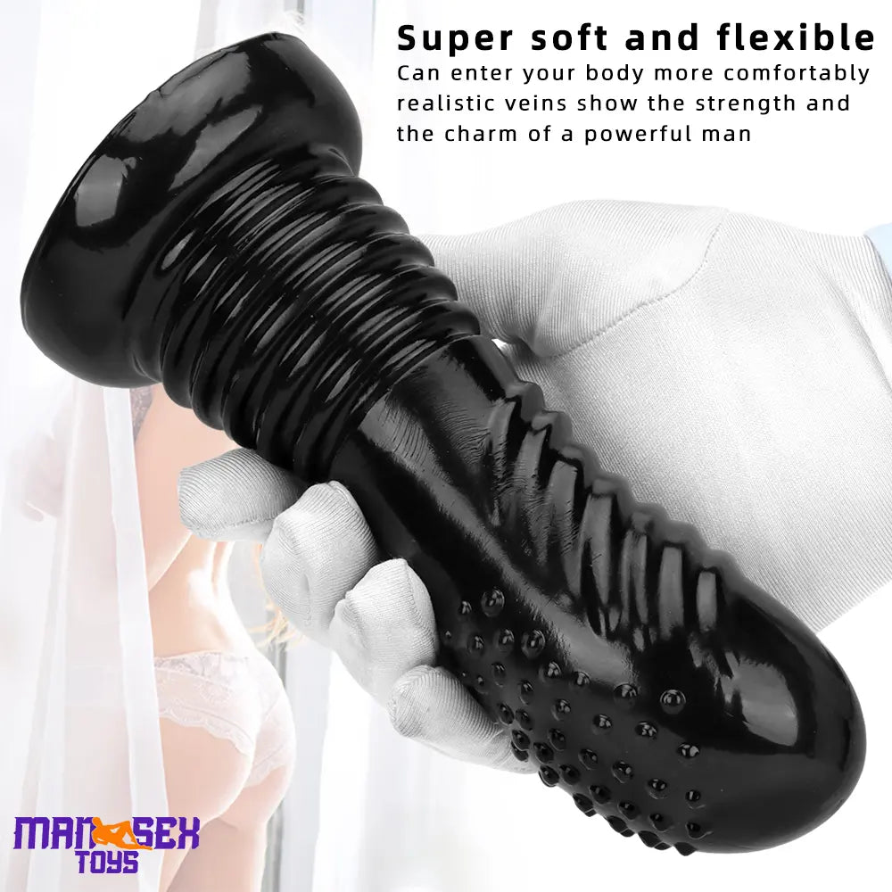 7.08in Fantasy Black Spiked Thick Dildo For Anal Vaginal Expansion Cock