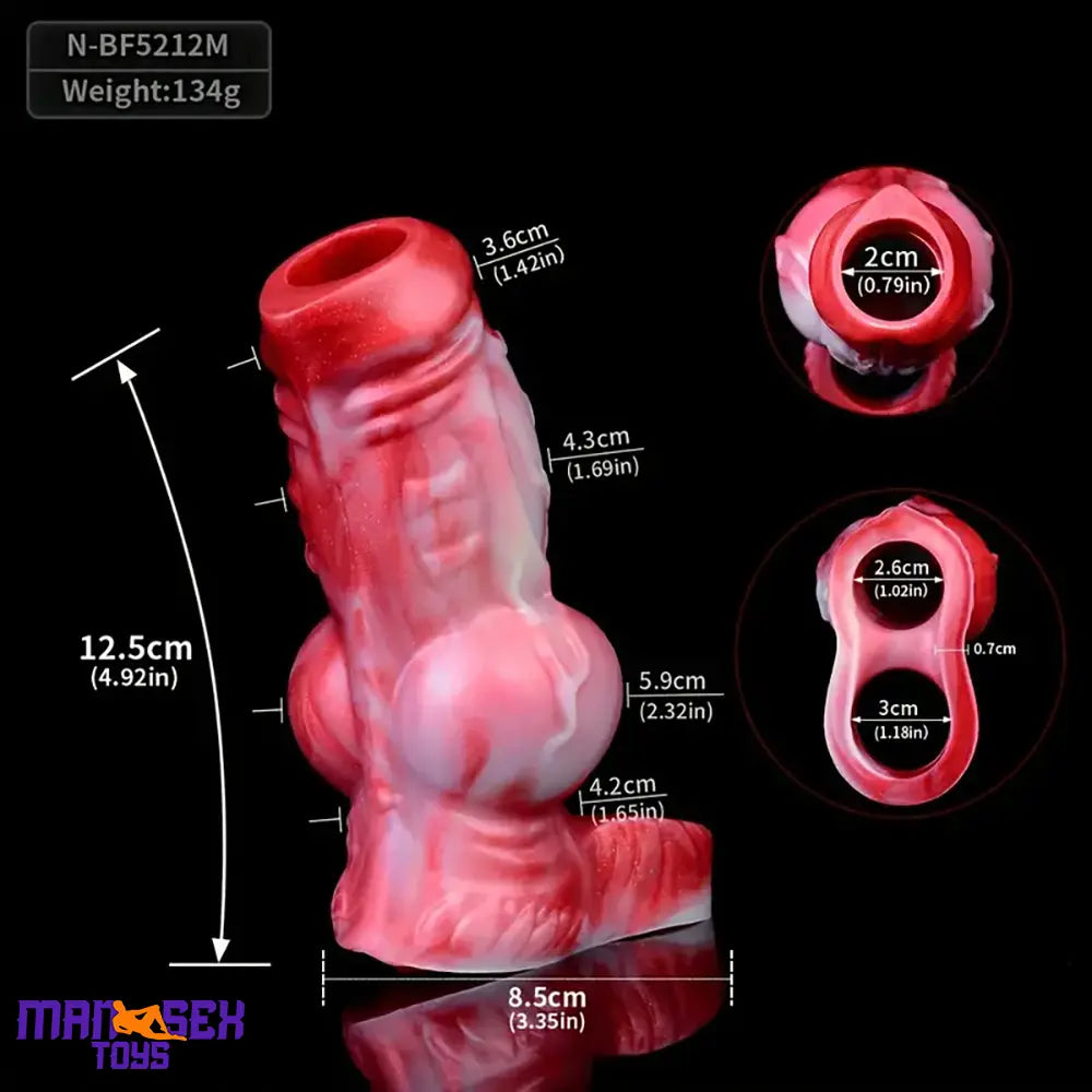 4.92in 5.83in Silicone Soft Cock Ring Dildo Sleeve Dog Animal Knotted Extender