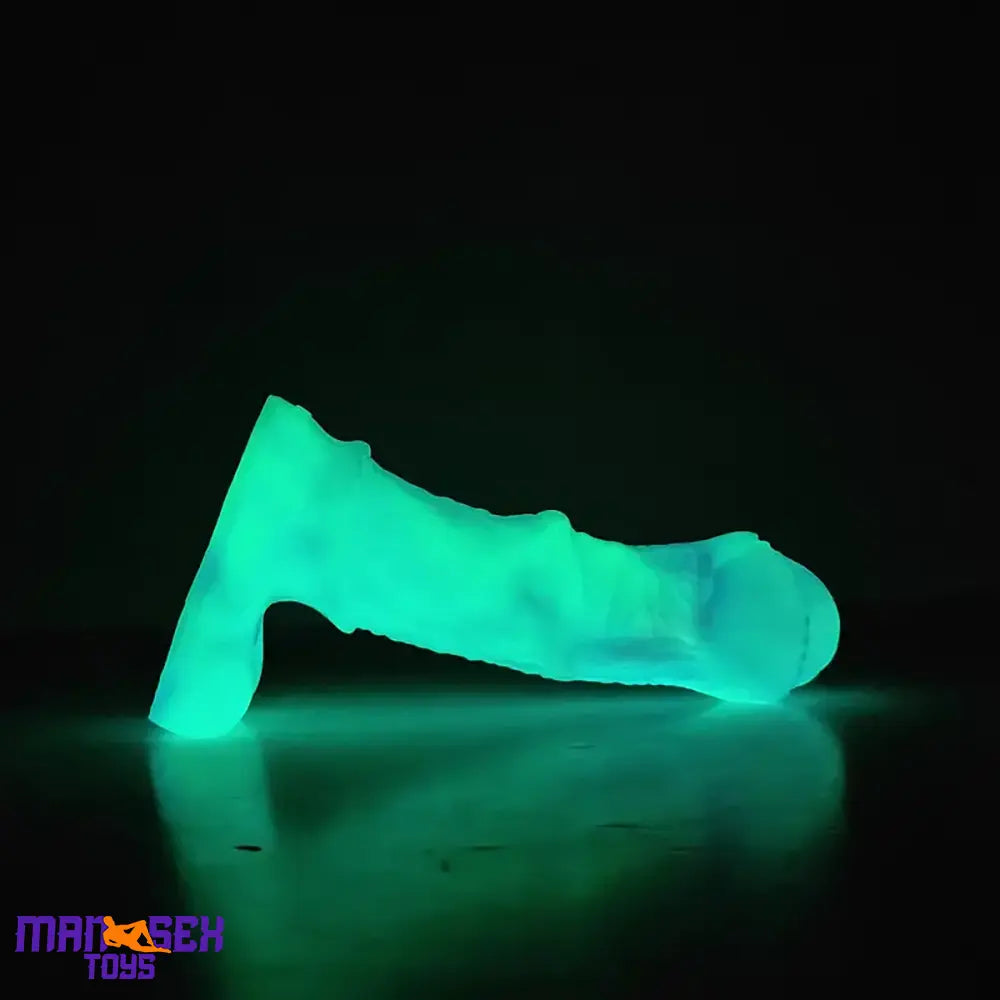 8.07in Silicone Soft Cock Ring Dildo Sleeve Horse Luminous Penis Extender