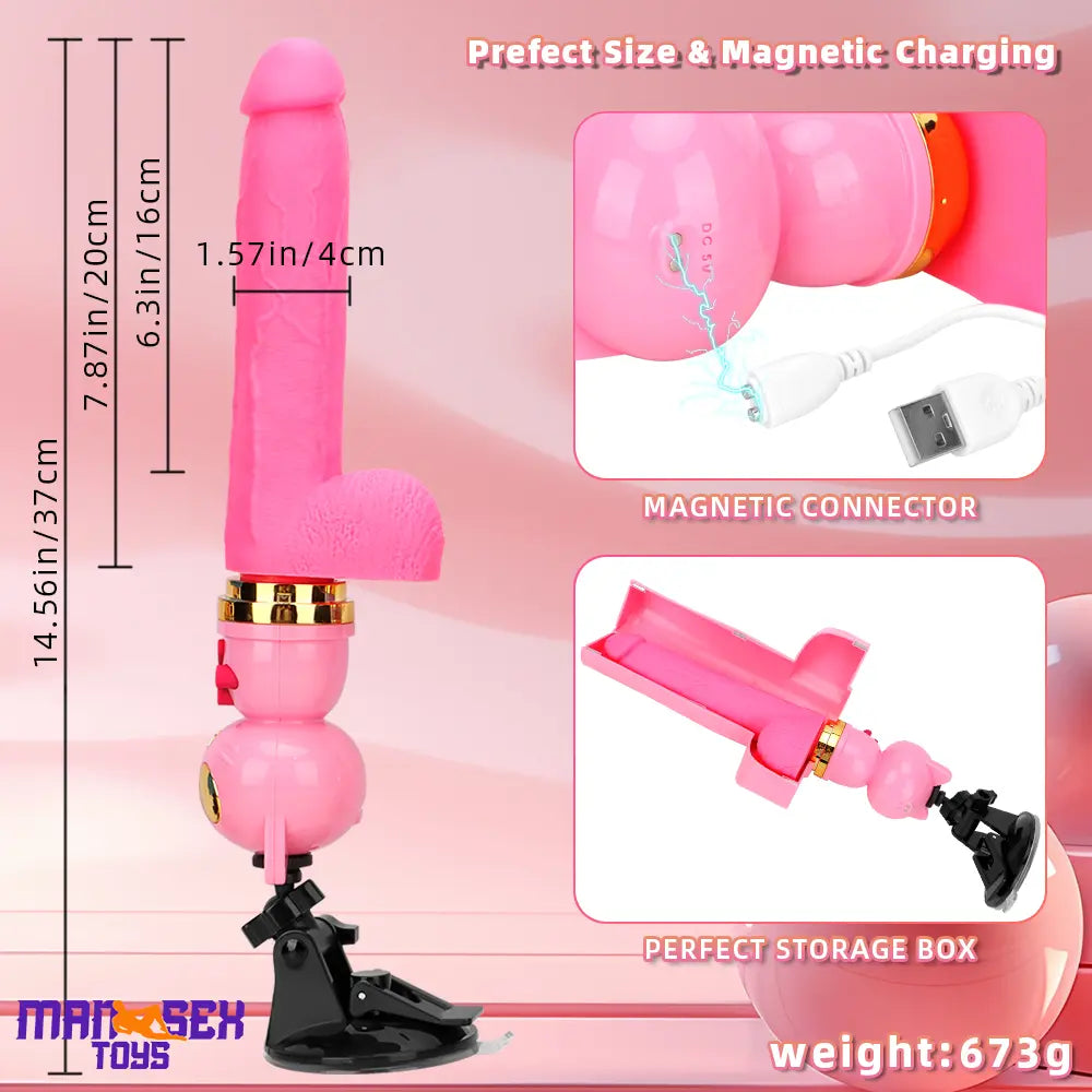 7.87in Cat Heating Thrusting Vibrating Automatic Dildo Gun Fucking Machine