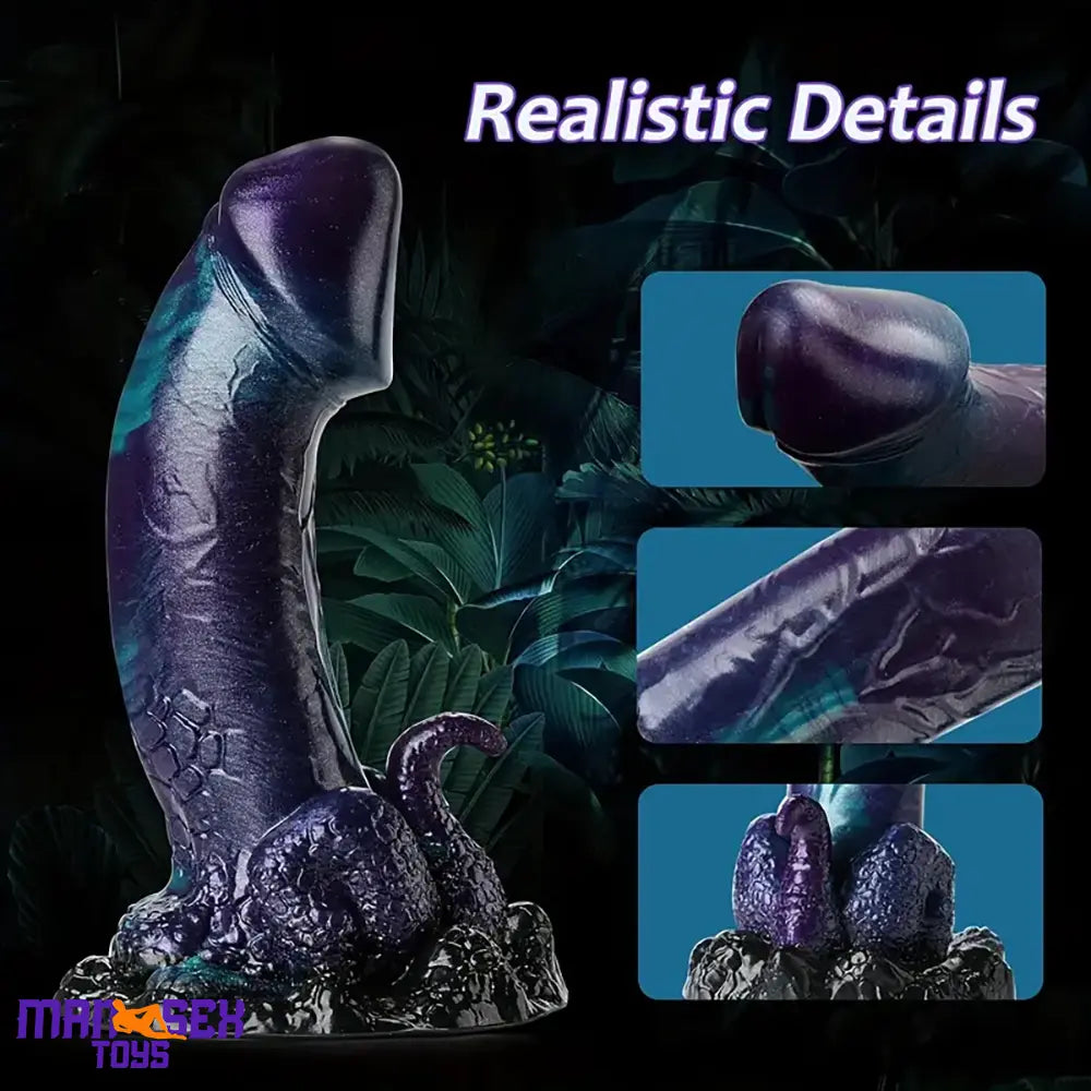 7.67in Dragon Fantasy Silicone Male Monster Dildo With Tentacle Suction Cup