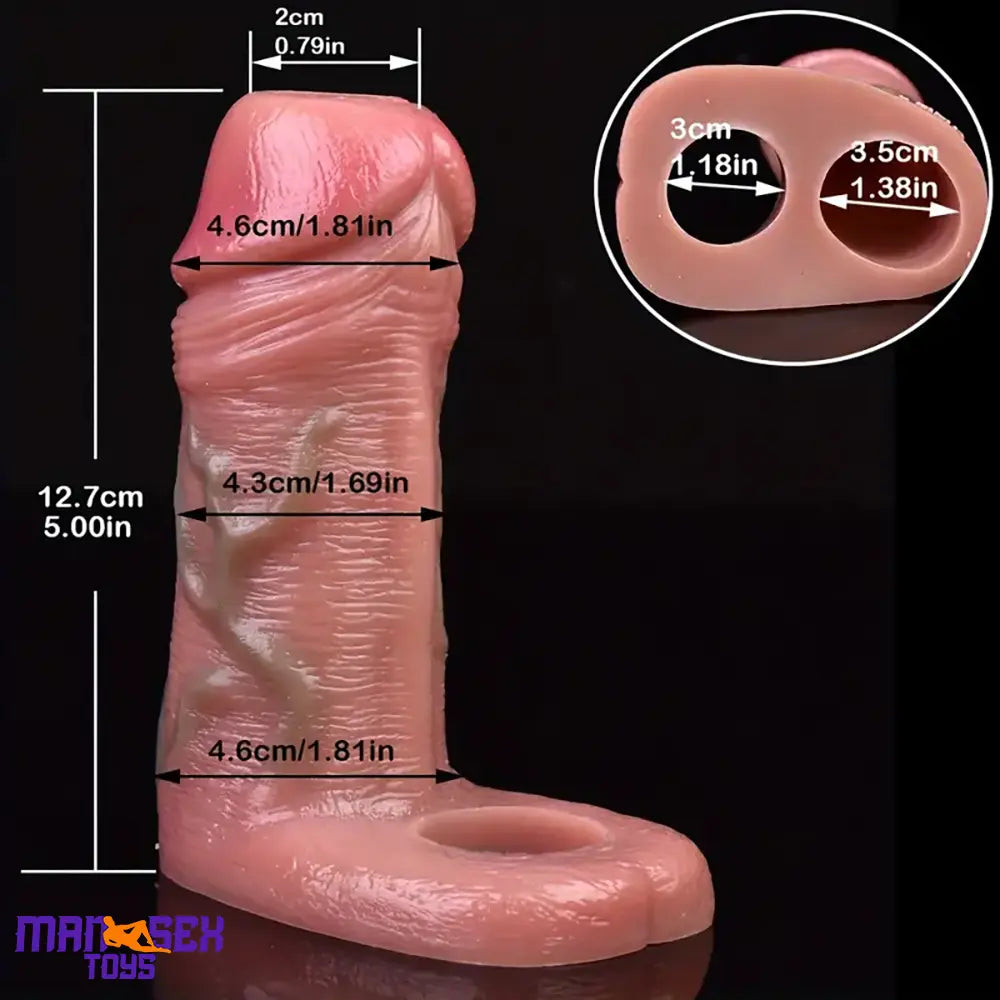 5in Realistic Silicone Soft Cock Ring Dildo Sleeve For Penis Enlargement