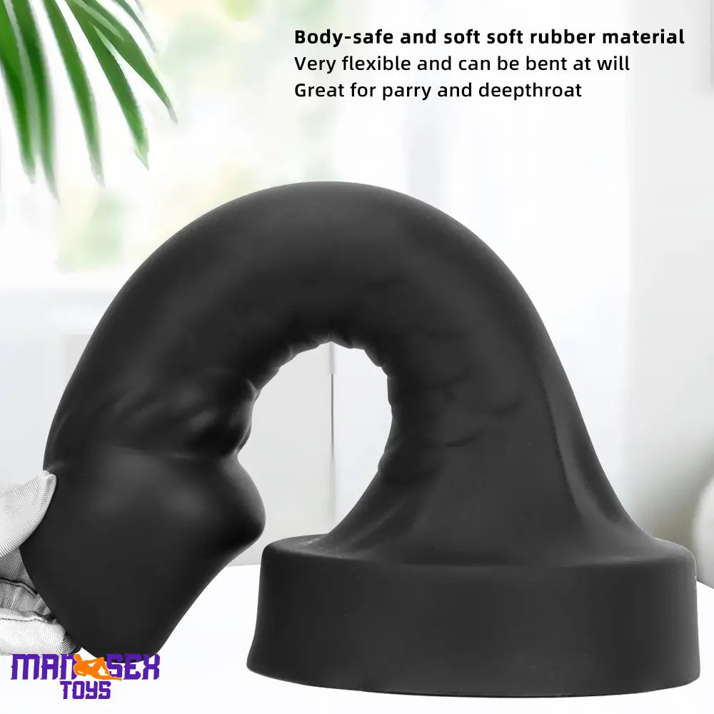 10.63in 12.6in 13.77in Silicone Big Soft Curved Black Dildo Mushroom Head
