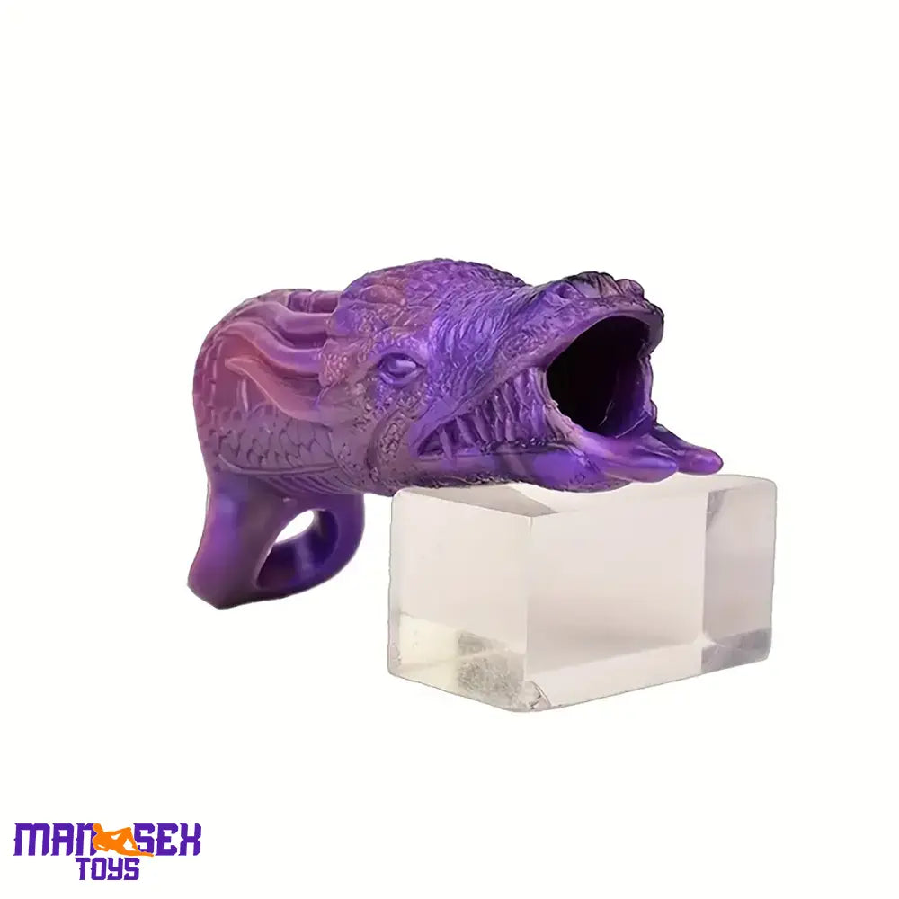 5.91in Liquid Silicone Dragon Fantasy Hollow Cock Ring Dildo Sleeve Sex Toy