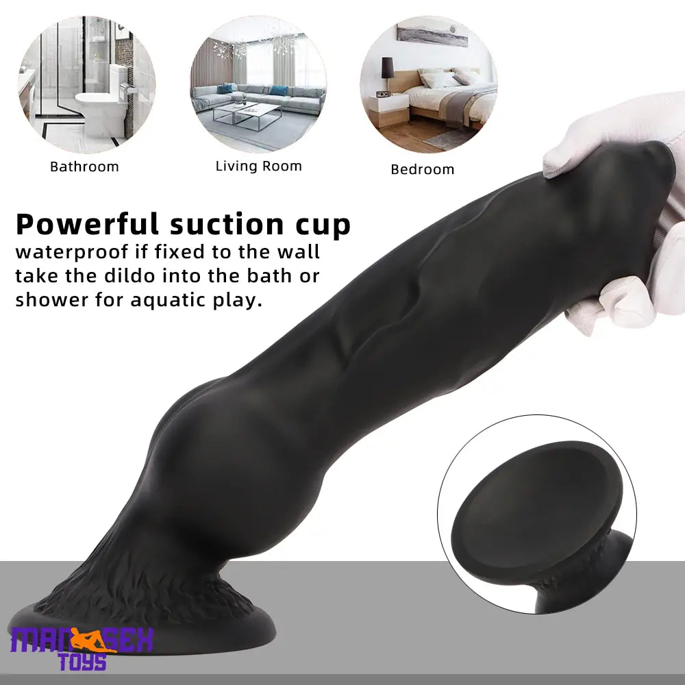 7.28in 7.48in 9.64in 10.62in 13in Big Black Silicone Dog Cock Male Dildo