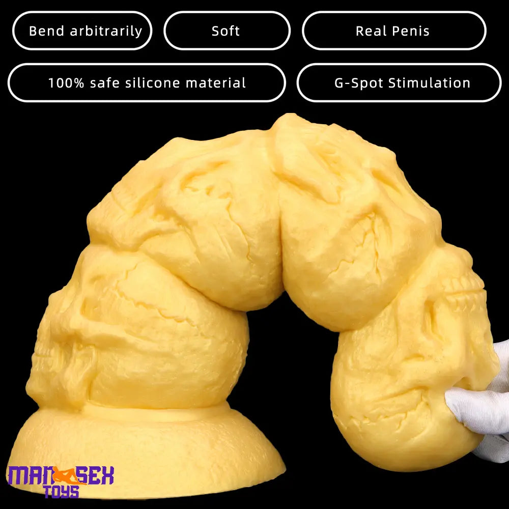 14.37in Premium Large Soft Long Fantasy Silicone Scary Skull Sensory Dildo