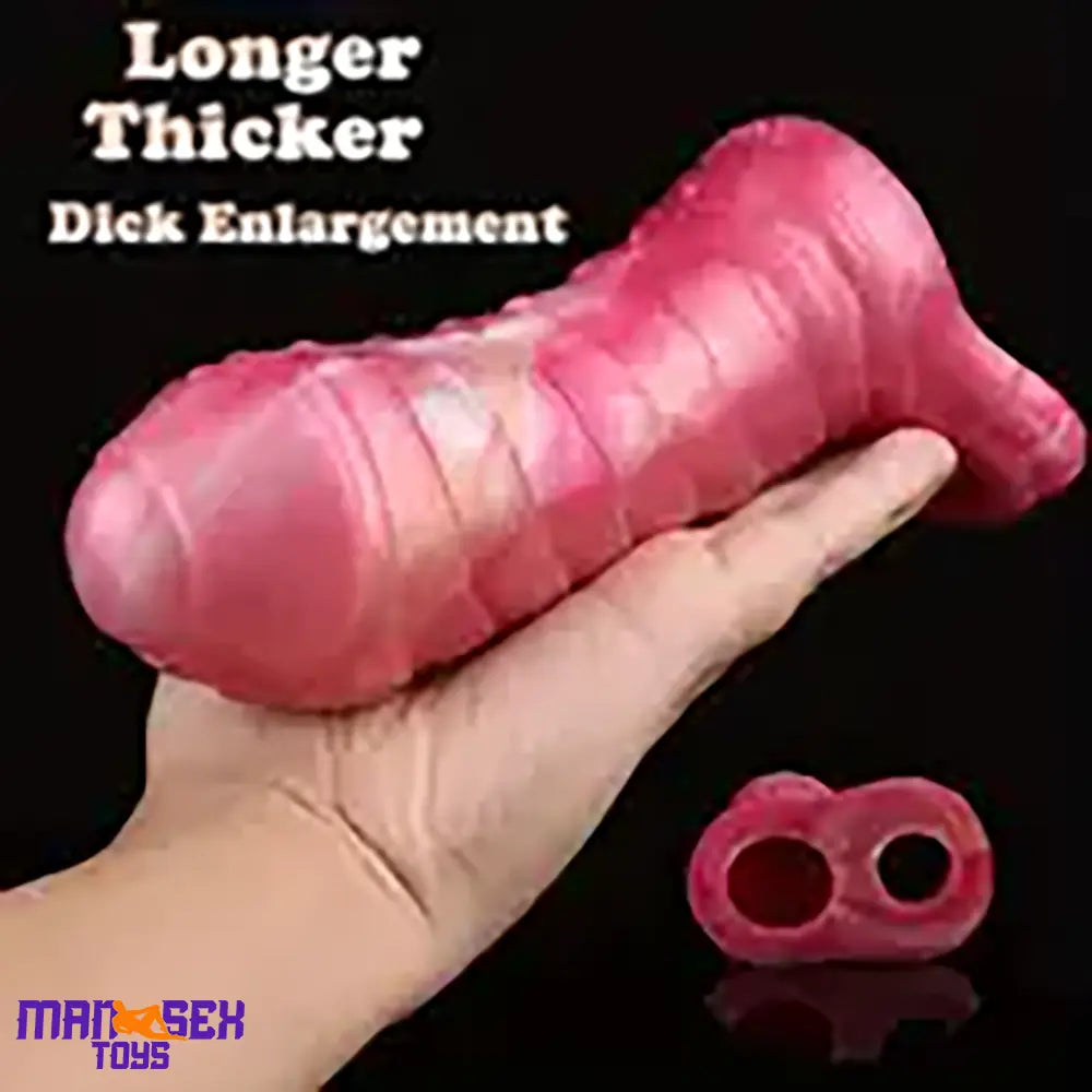 6.1in Silicone Soft Cock Ring Dildo Sleeve Penis Extender Reusable Sleeve