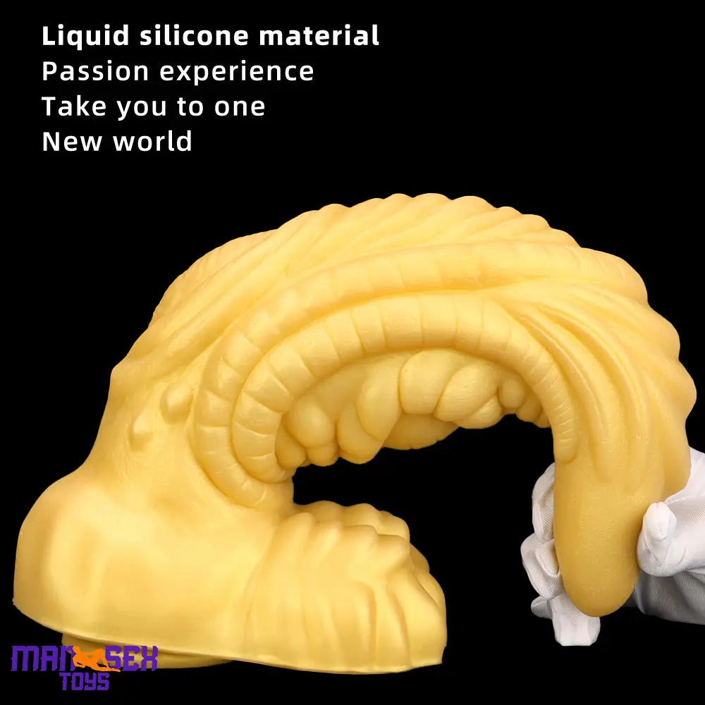 14.56in Premium Gold Liquid Large Soft Long Fantasy Silicone Handy Dildo