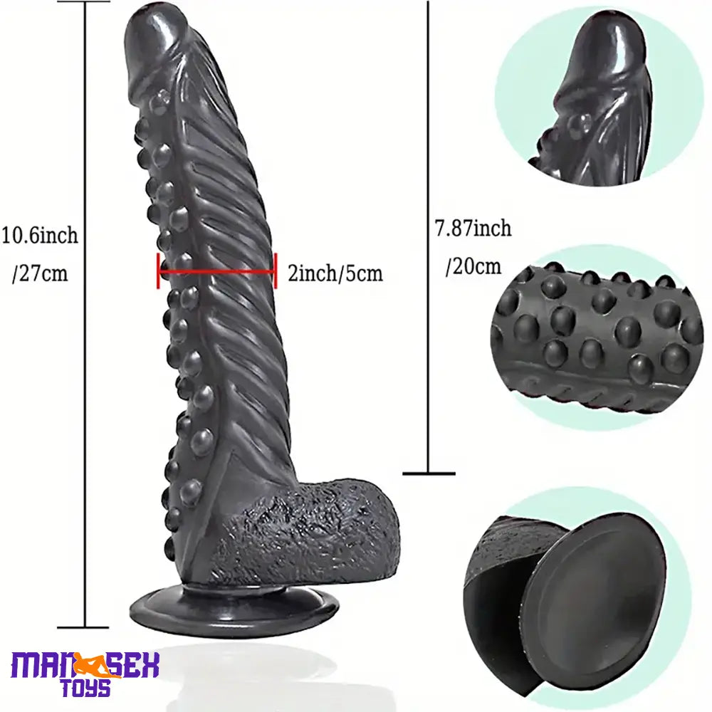 10.6in Spiked Big Fantasy Grainy Dildo For Vagina Cock Prostate Stimulation