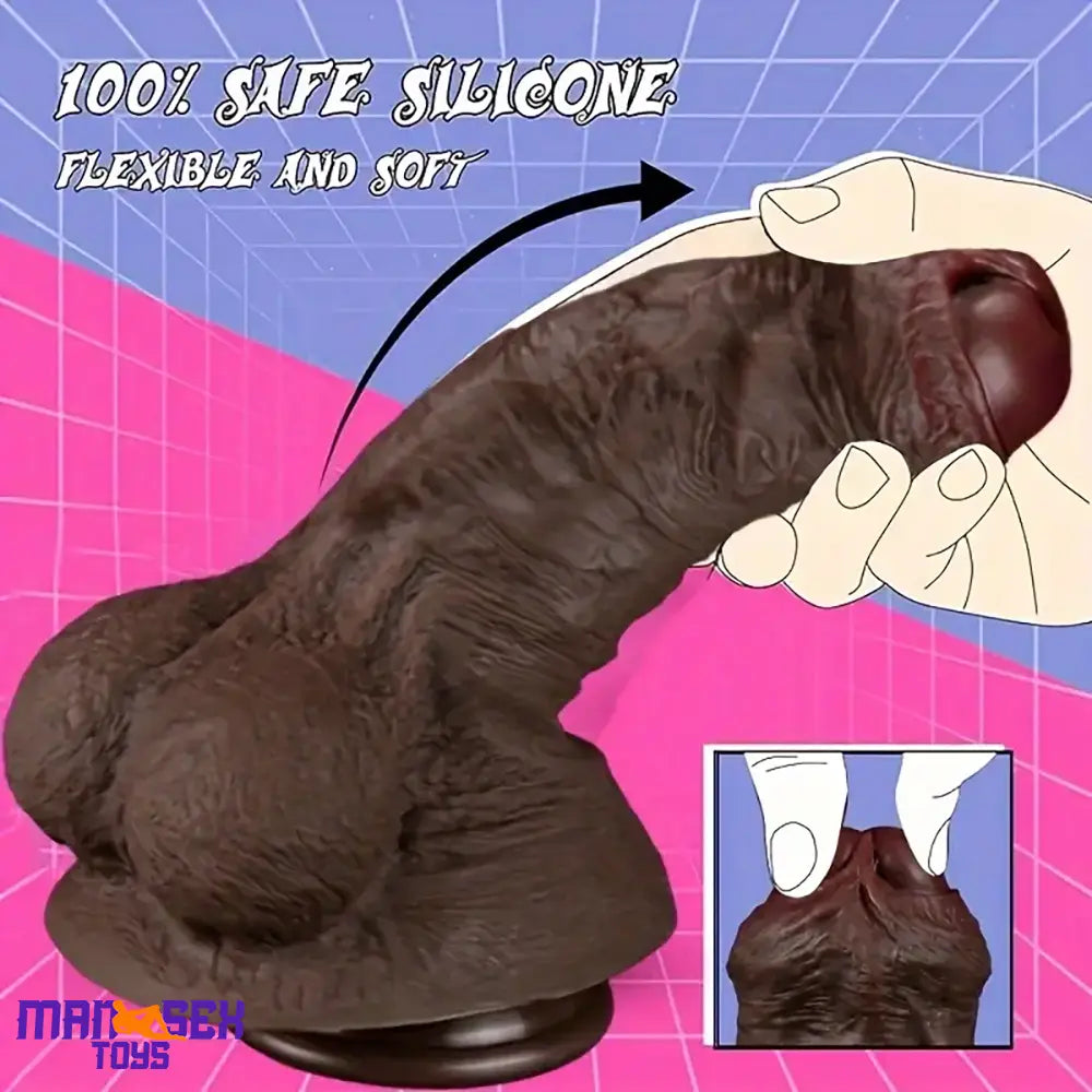 7.87in Superb Skin Thick Real Feeling Silicone Dildo Adult Pleasure Toy
