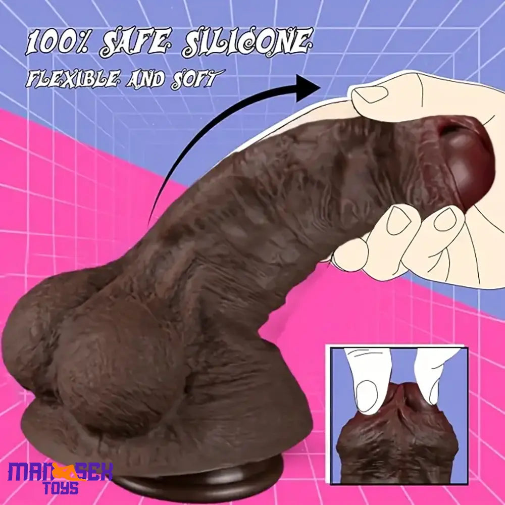 7.87in Superb Skin Thick Real Feeling Silicone Dildo Adult Pleasure Toy