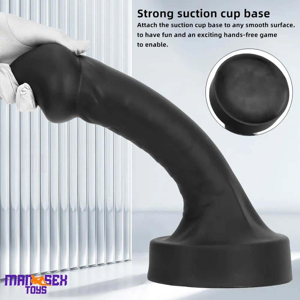 10.63in 12.6in 13.77in Silicone Big Soft Curved Black Dildo Mushroom Head