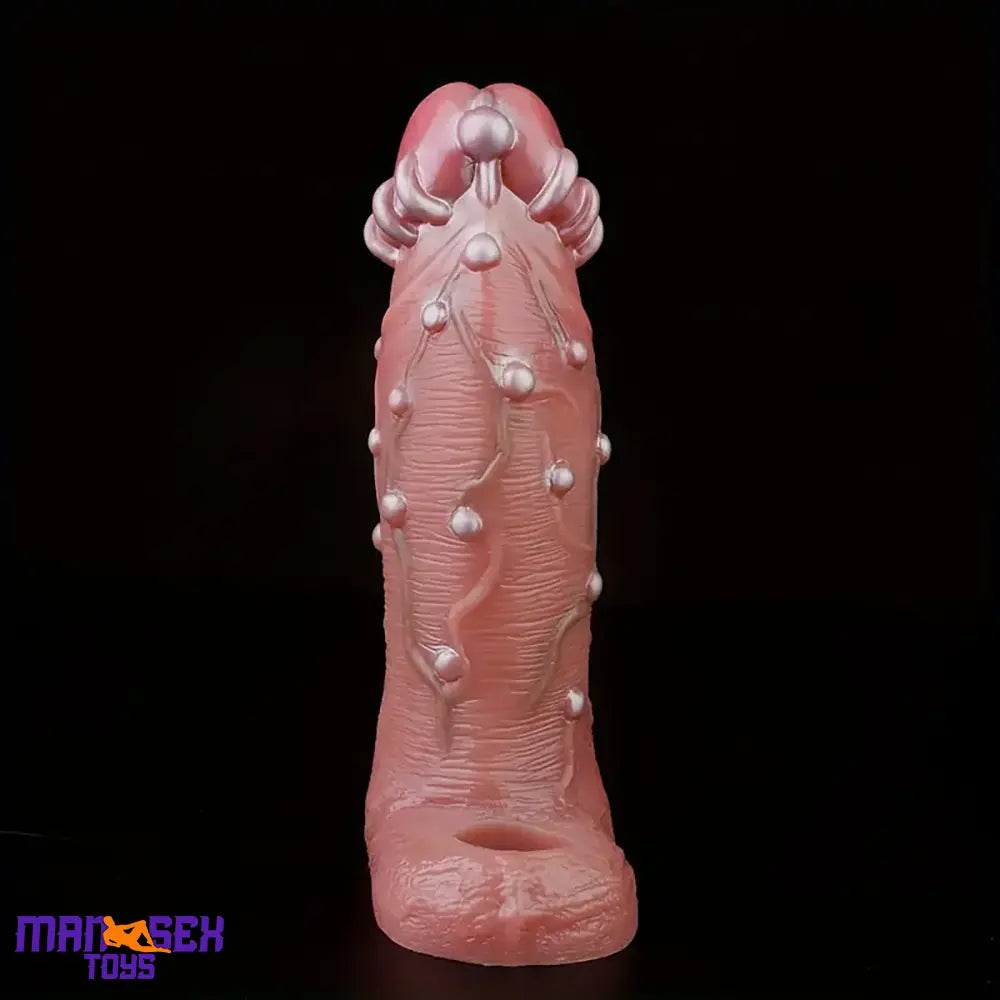 8.46in Realistic Large Silicone Soft Dildo Sleeve With Pearl Cock Sex Toy