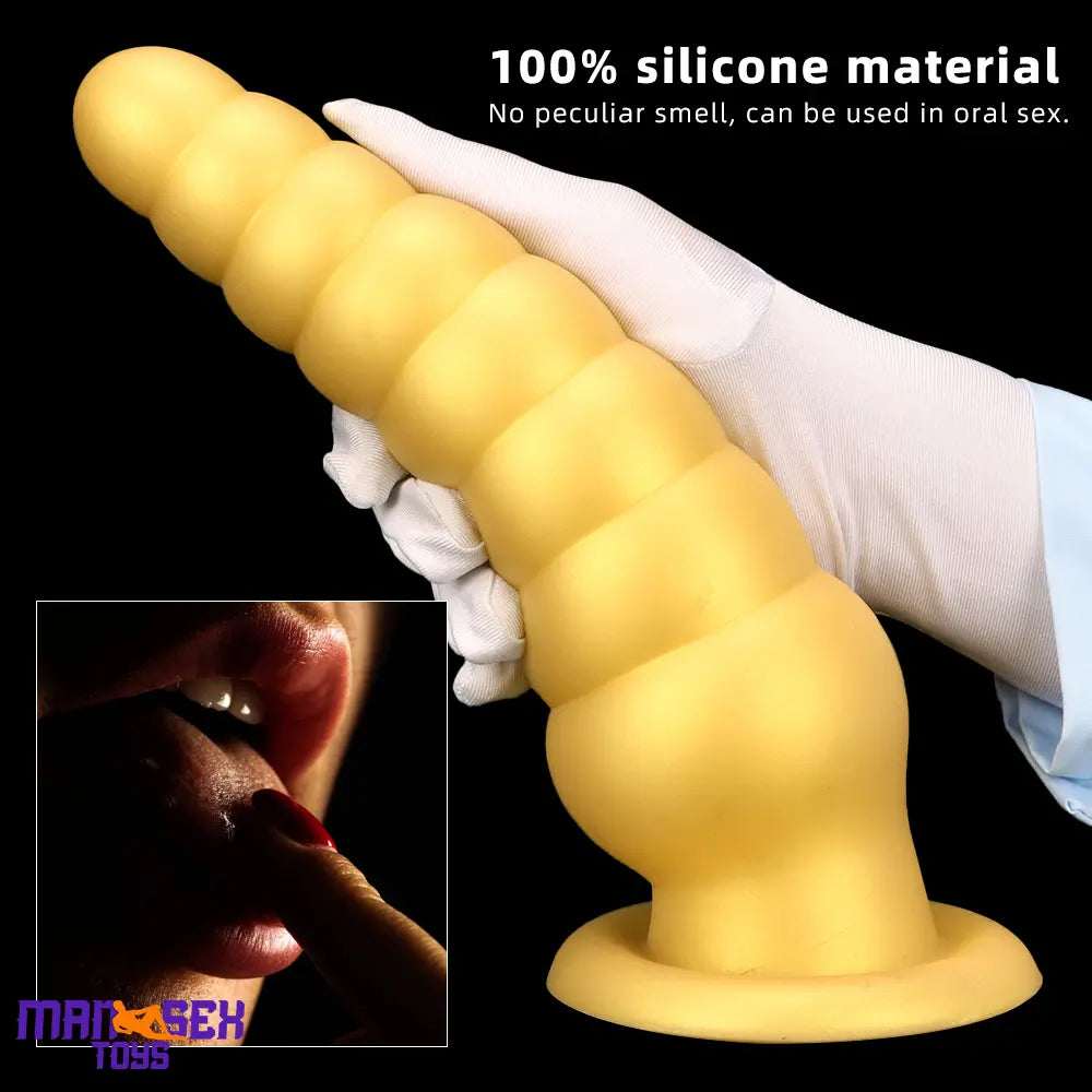 10.63in Soft Silicone Big Gold Butt Plug Dildo For Anal Expansion Orgasm