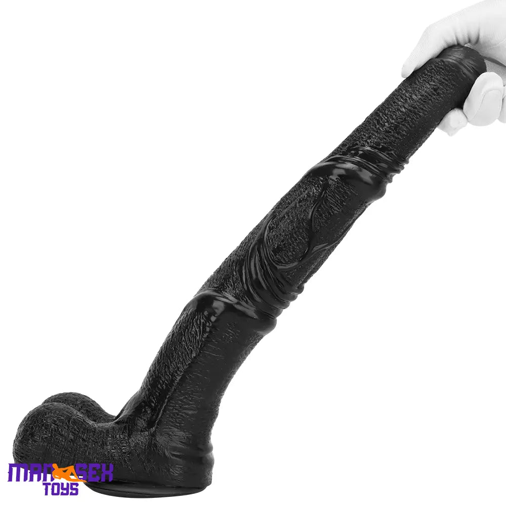 14.76in Extra Long Huge Black Soft Liquid Silicone Horse Cock Handy Dildo