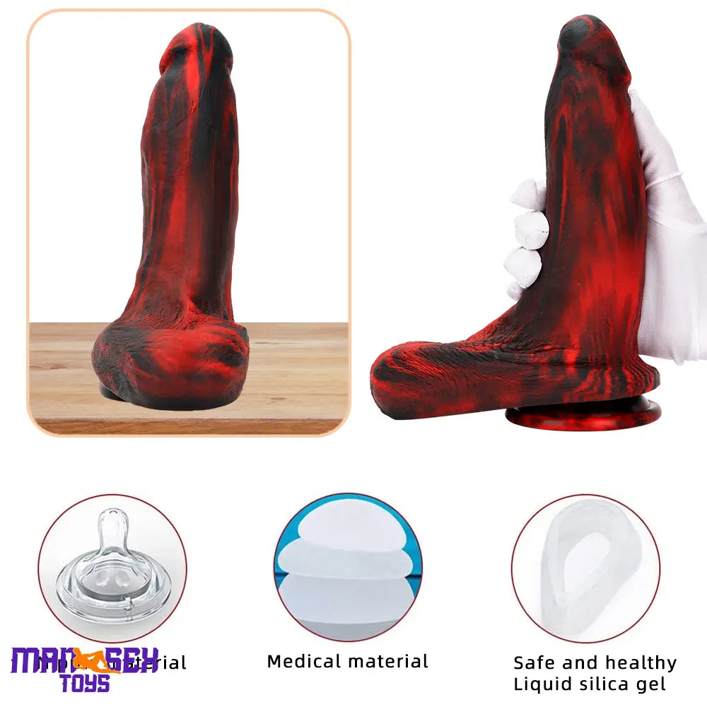 9.05in Large Thick Silicone Soft Mixed Color Dildo For Women Men Cock