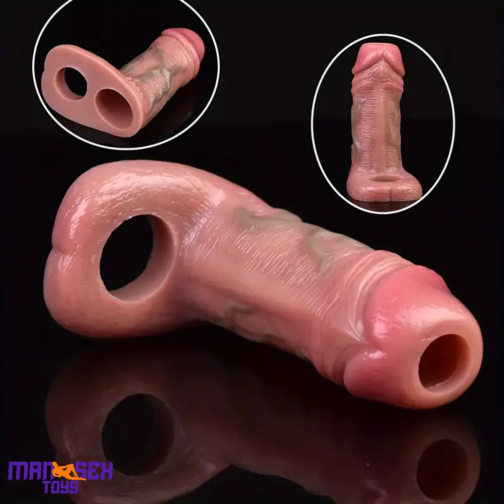 5in Realistic Silicone Soft Cock Ring Dildo Sleeve For Penis Enlargement