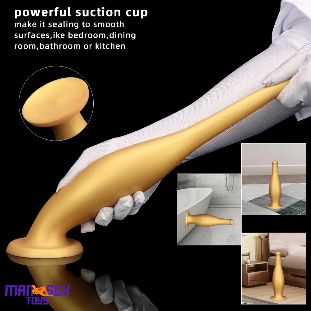6.7in 11.41in Gold Beer Bottle Silicone Soft Big Anal Vaginal Butt Plug Dildo